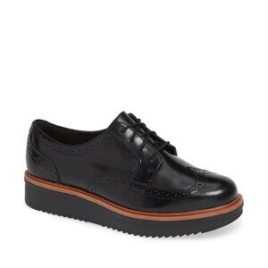 Clarks Teadale Maira Black Leather Oxfords